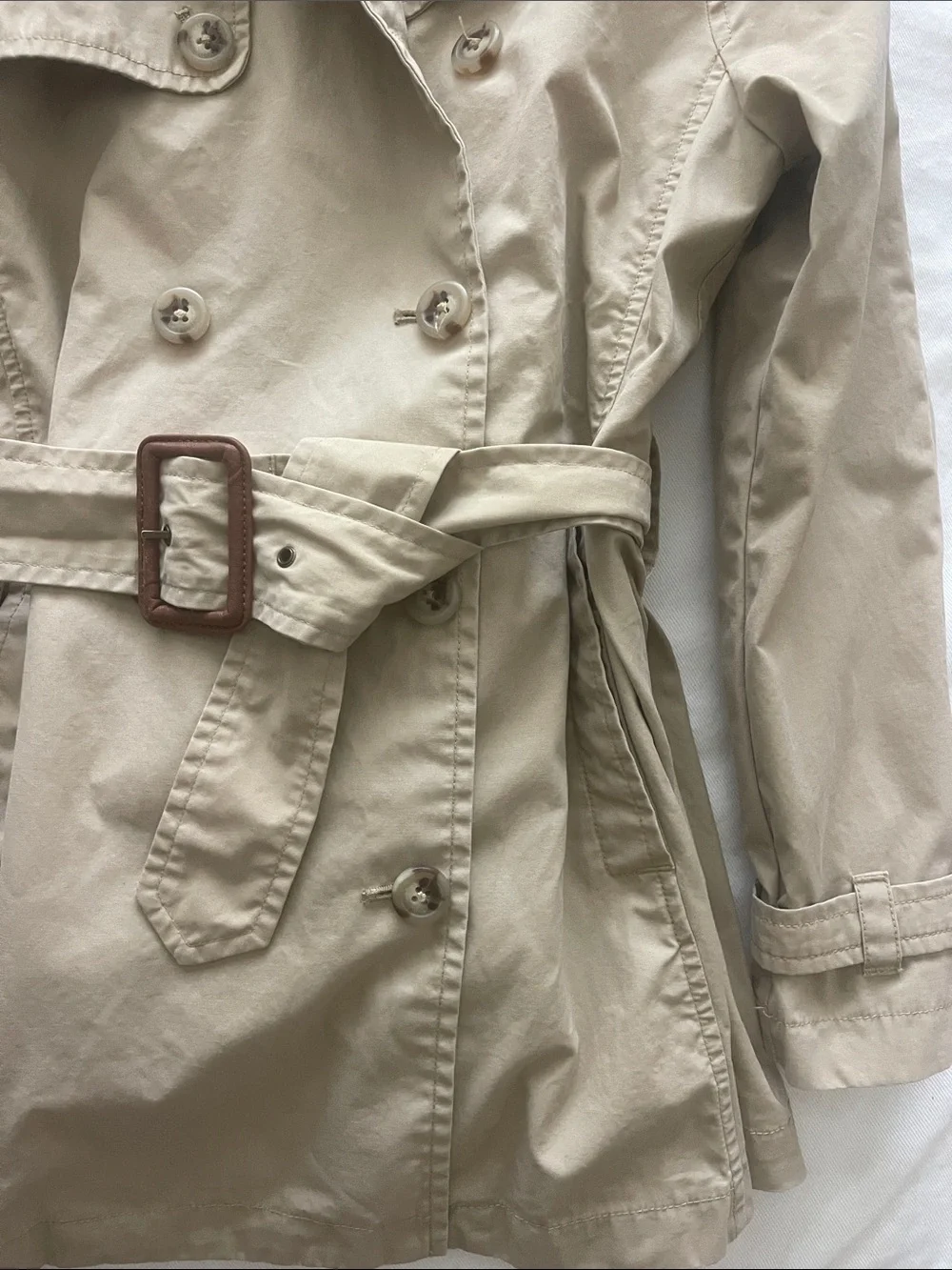 Ralph Lauren Girls Size 8 Beige Double-Breasted Trench Coat with Belt